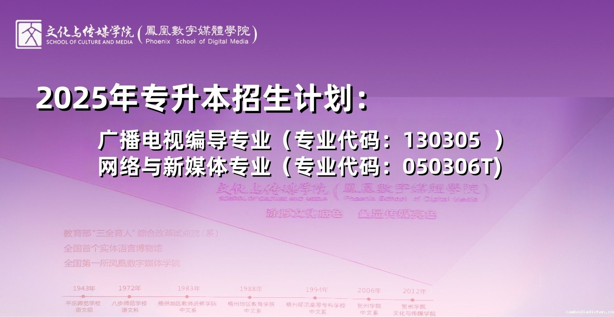 文化与传媒学院（凤凰数字媒体学院） 2025年普通高等教育专升本招生简章